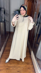 Beige Crepe Casual Dress