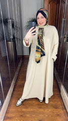 Beige Crepe Casual Dress