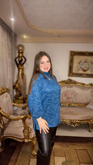 Blue Marble Wool Blouse