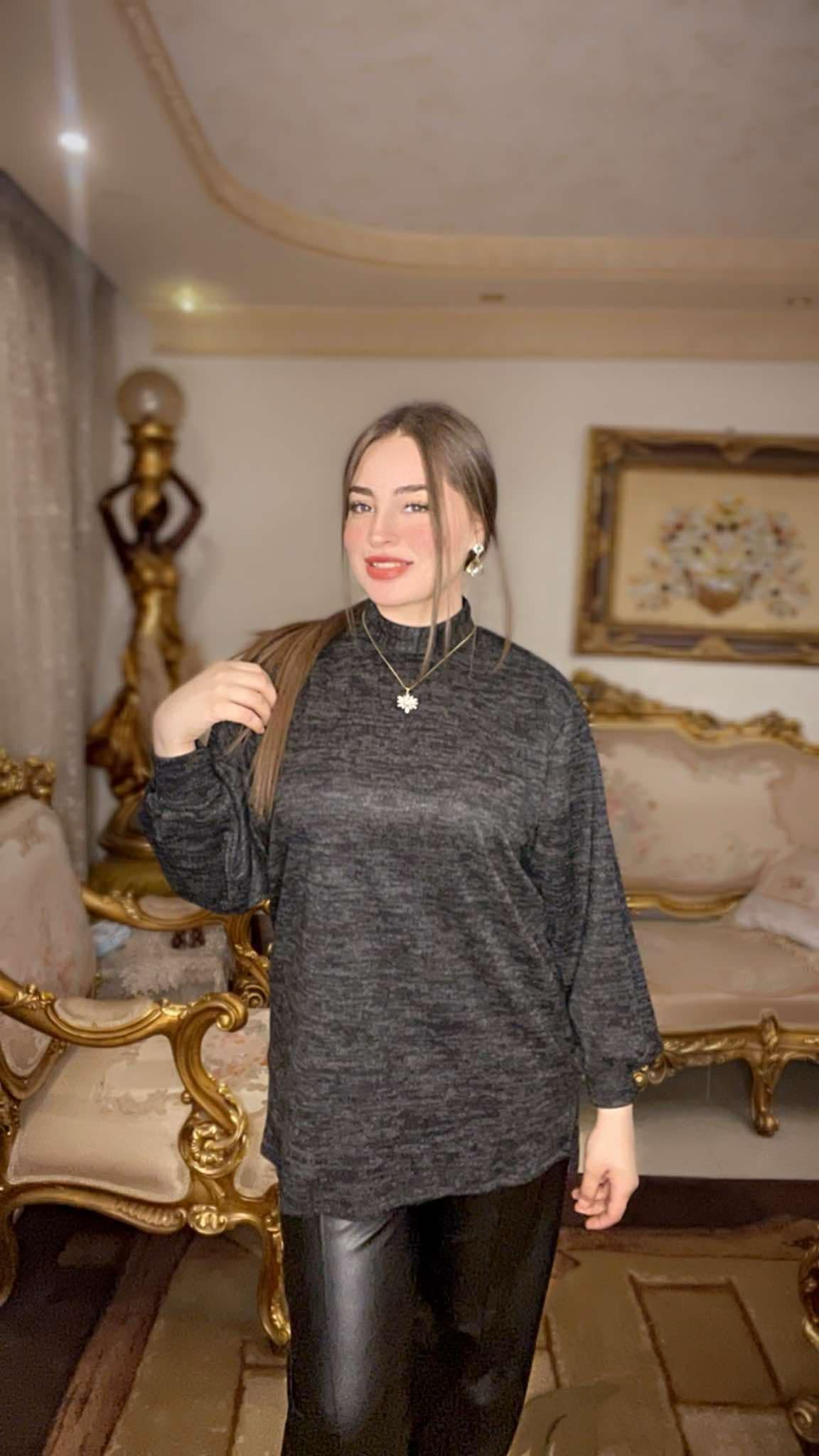 Black Marble Wool Blouse